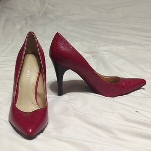 Nine West Red Croc-Patterned Heels